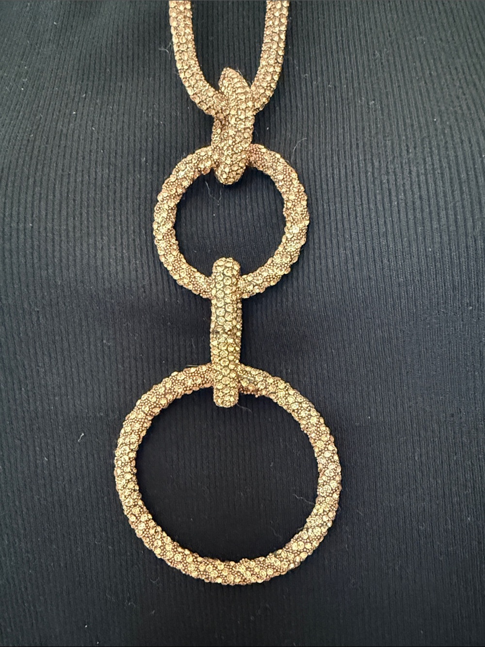 Gold Textured Triple Circle Pendant Necklace - Women Jewelry